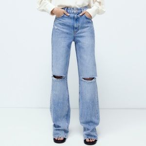 Zara full length ripped jean